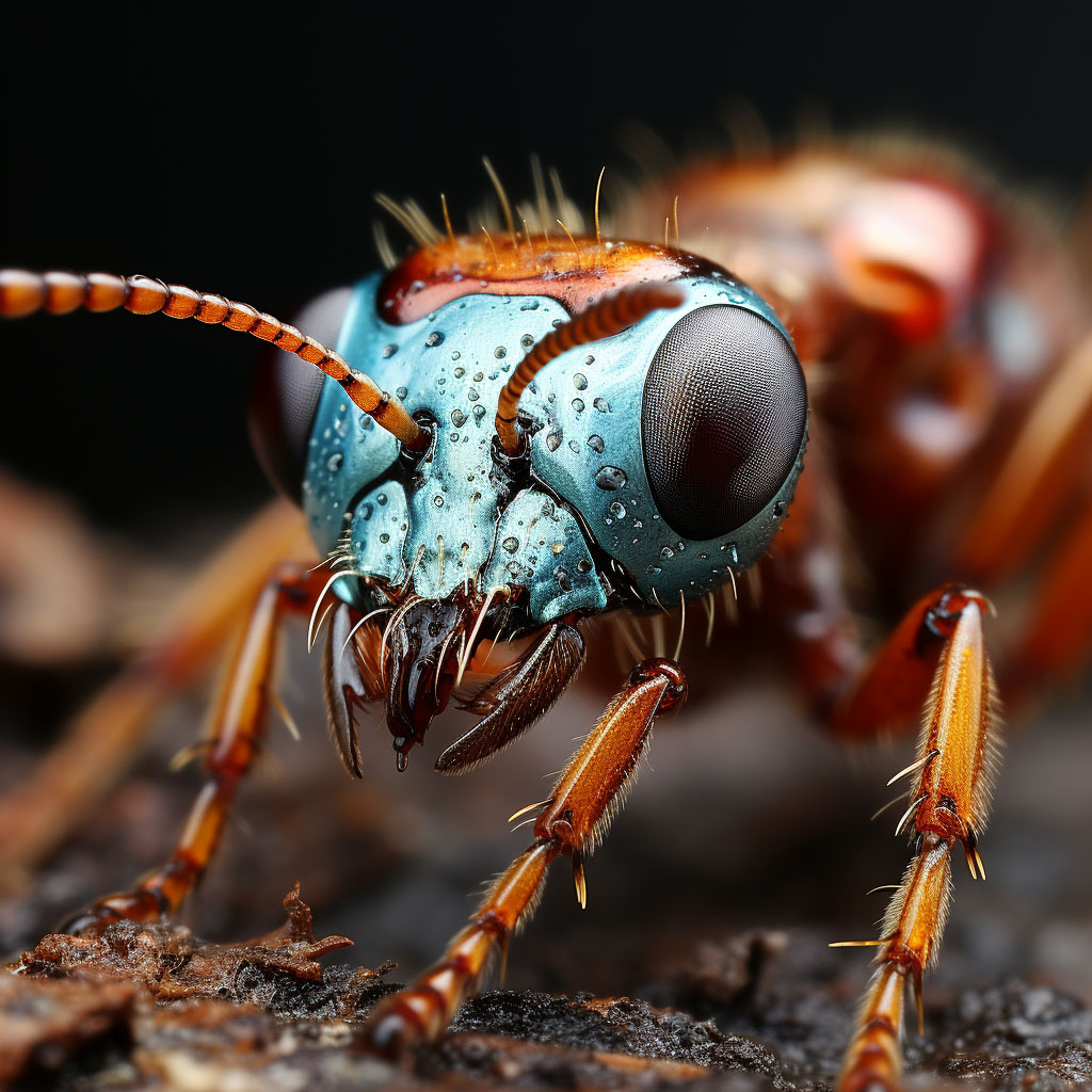 a-red-and-blue-ant-close-up-shot